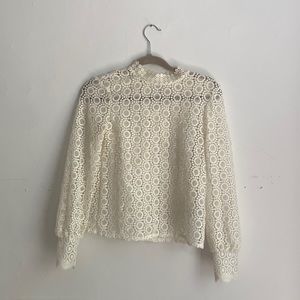 Lace Long Sleeves Mock Neck Shirt